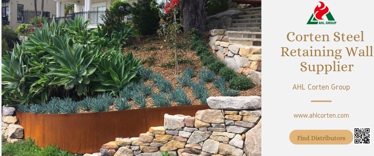 outdoor corten steel retaining wall